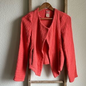 Go Make Noise Coral Open Tweed Jacket sz: S